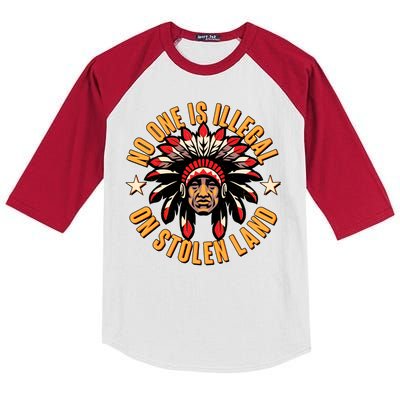 No One is Illegal On Stolen Land Kids Colorblock Raglan Jersey