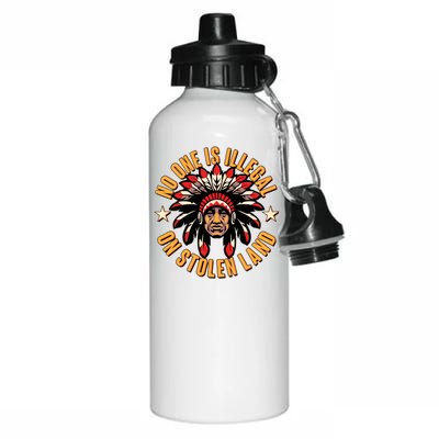 No One is Illegal On Stolen Land Aluminum Water Bottle