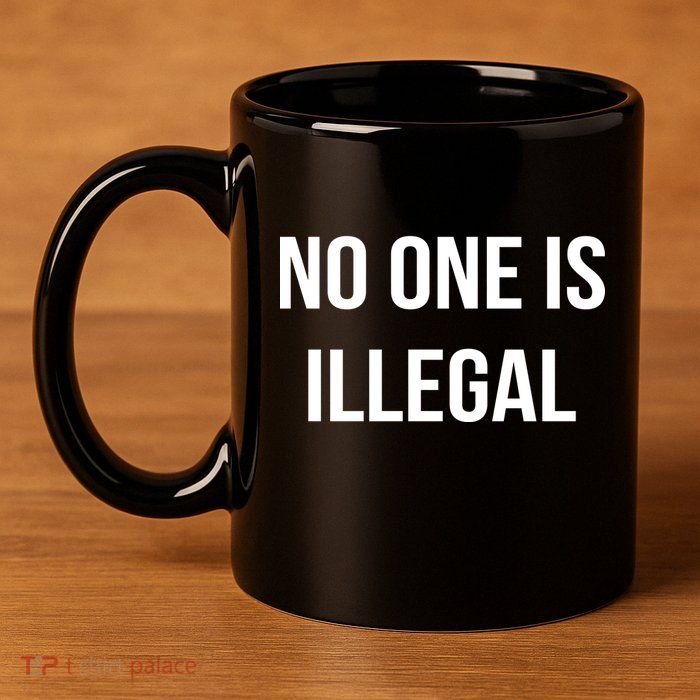 No One is Illegal Text Logo 11oz C Handle Ceramic Mug
