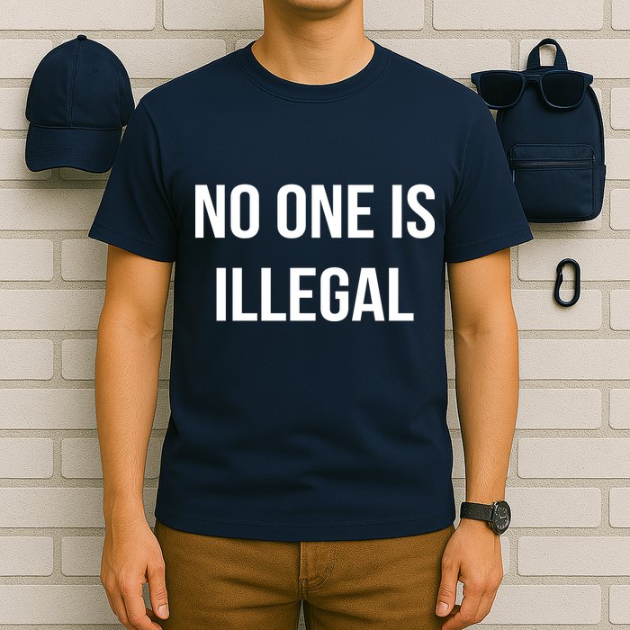 No One is Illegal Text Logo T-Shirt