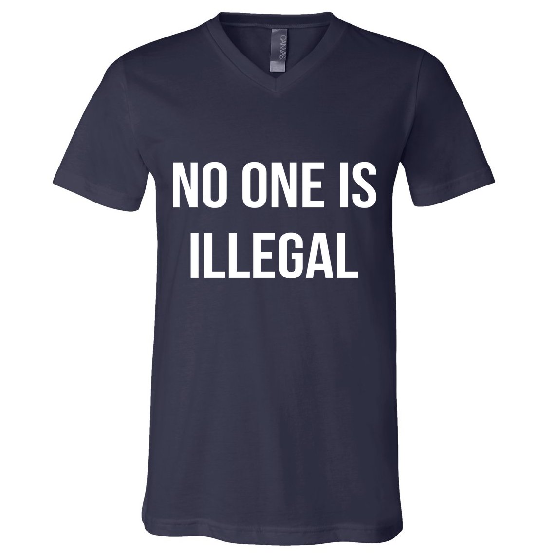 No One is Illegal Text Logo V-Neck T-Shirt