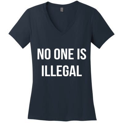 No One is Illegal Text Logo Women's V-Neck T-Shirt