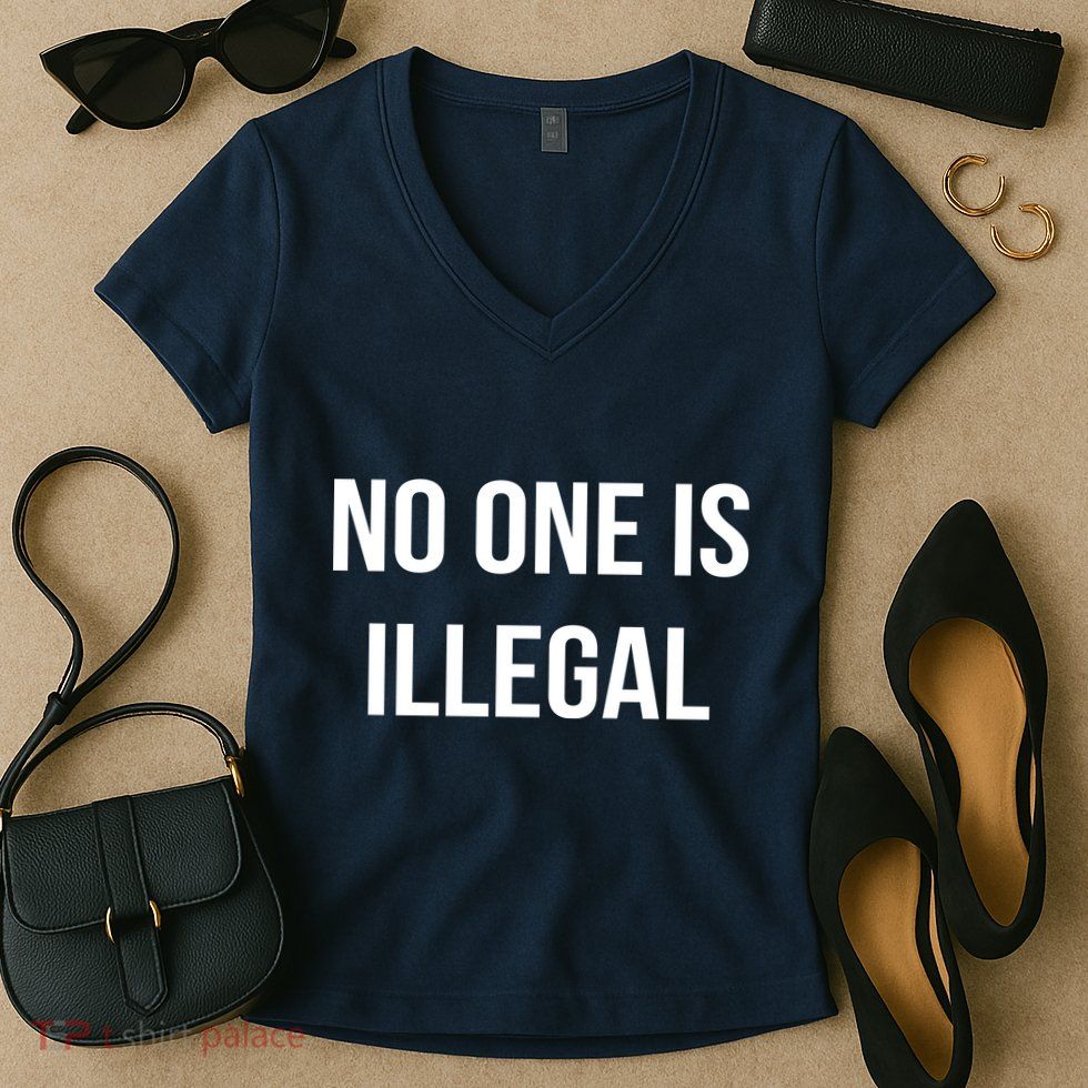 No One is Illegal Text Logo Women's V-Neck T-Shirt