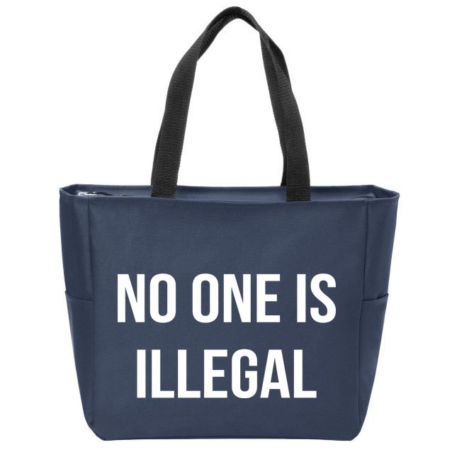 No One is Illegal Text Logo Zip Tote Bag