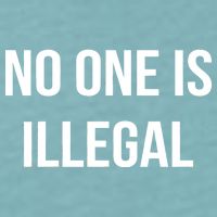 No One is Illegal Text Logo Sueded Cloud Jersey T-Shirt