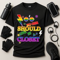 No One Should Live In A Closet LGBT-Q Gay Pride Proud Ally Performance Shirt