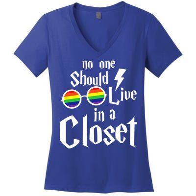 No One Should Live In The Closet Women's V-Neck T-Shirt