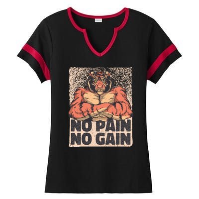 No Pain No Gain Strong Tiger Ladies Halftime Notch Neck Tee