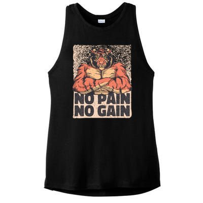 No Pain No Gain Strong Tiger Ladies PosiCharge Tri-Blend Wicking Tank