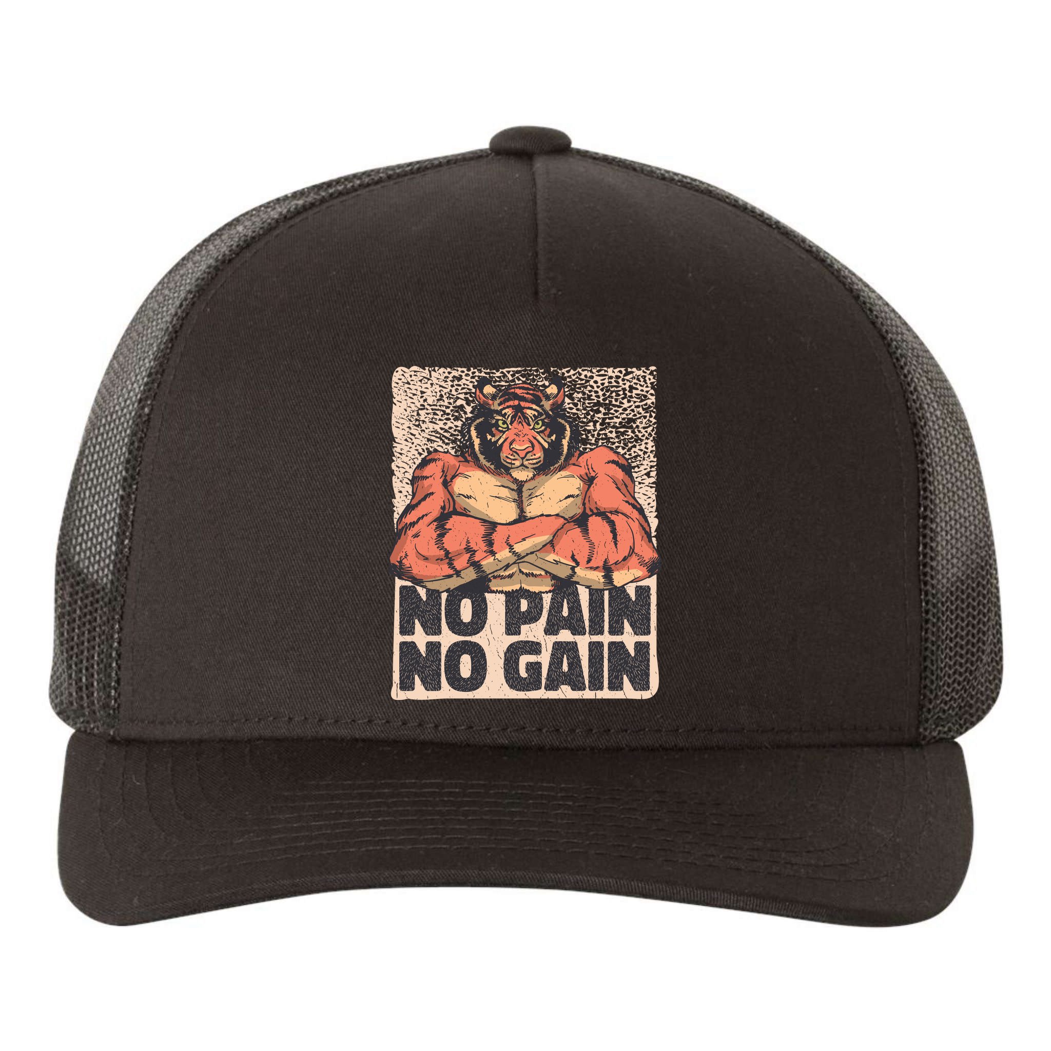 No Pain No Gain Strong Tiger Yupoong Adult 5-Panel Trucker Hat