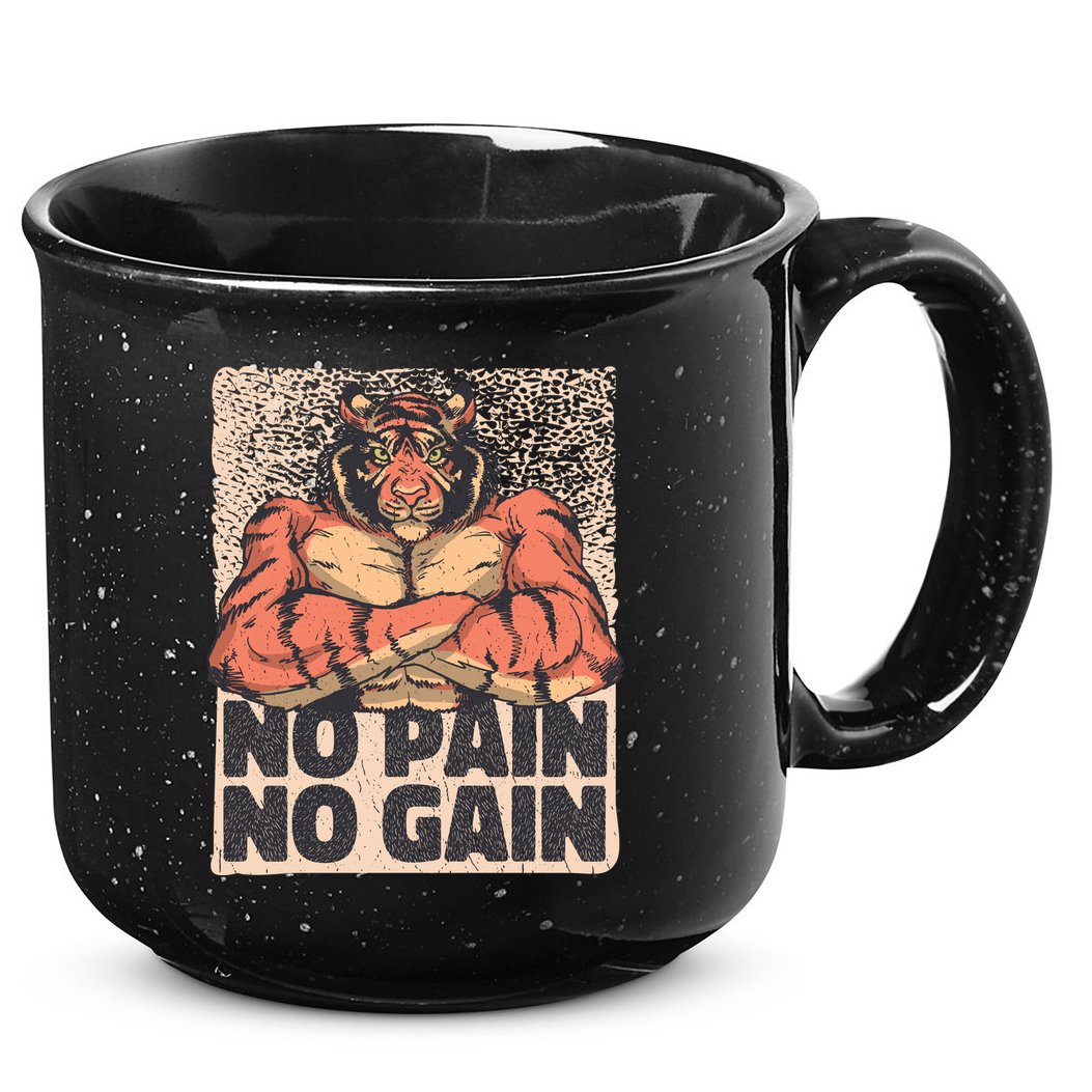 No Pain No Gain Strong Tiger 15oz Campfire Ceramic Mug