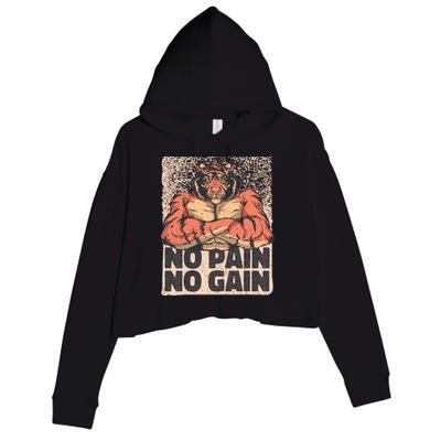 No Pain No Gain Strong Tiger Crop Fleece Hoodie