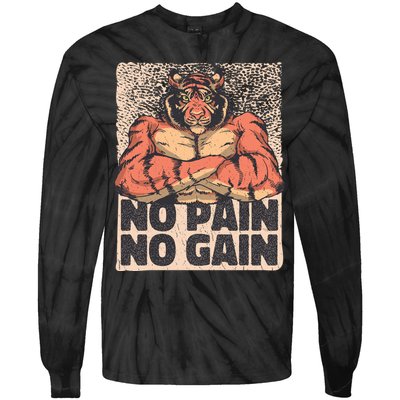 No Pain No Gain Strong Tiger Tie-Dye Long Sleeve Shirt