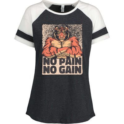 No Pain No Gain Strong Tiger Enza Ladies Jersey Colorblock Tee