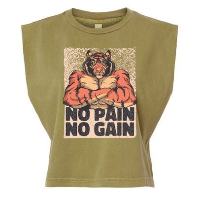 No Pain No Gain Strong Tiger Garment-Dyed Women's Muscle Tee