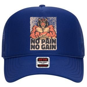 No Pain No Gain Strong Tiger High Crown Mesh Back Trucker Hat