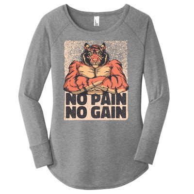 No Pain No Gain Strong Tiger Women's Perfect Tri Tunic Long Sleeve Shirt