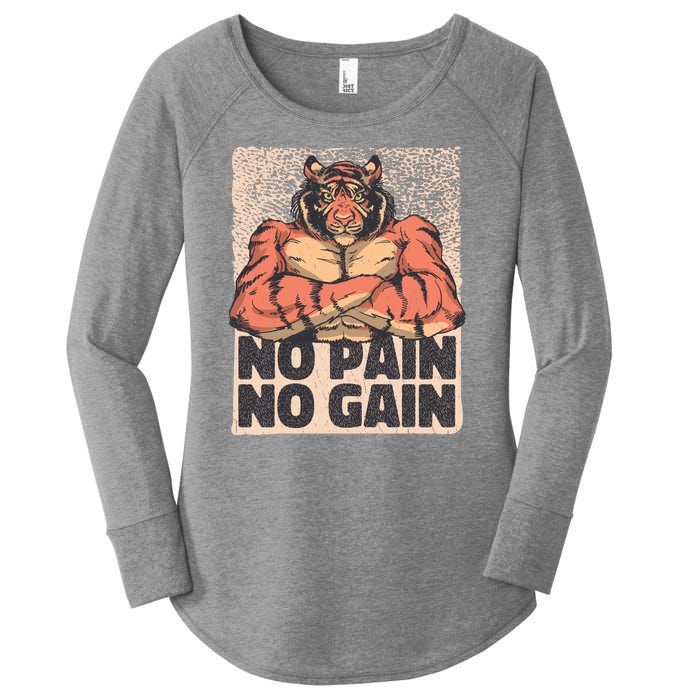 No Pain No Gain Strong Tiger Women's Perfect Tri Tunic Long Sleeve Shirt