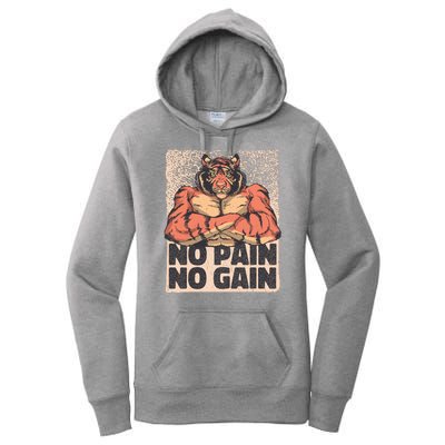 No Pain No Gain Strong Tiger Women's Pullover Hoodie