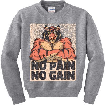No Pain No Gain Strong Tiger Kids Sweatshirt