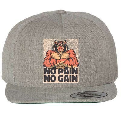 No Pain No Gain Strong Tiger Wool Snapback Cap