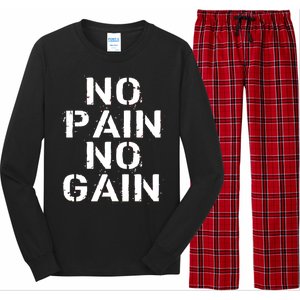 No Pain No Gain Workout Fitness Gym Logo Long Sleeve Pajama Set