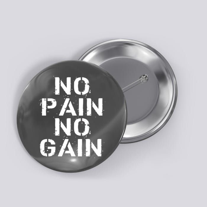 No Pain No Gain Workout Fitness Gym Logo Button