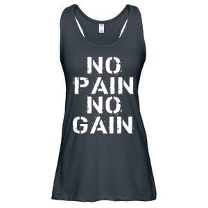 No Pain No Gain Workout Fitness Gym Logo Ladies Essential Flowy Tank