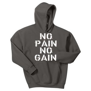 No Pain No Gain Workout Fitness Gym Logo Kids Hoodie