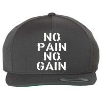 No Pain No Gain Workout Fitness Gym Logo Wool Snapback Cap