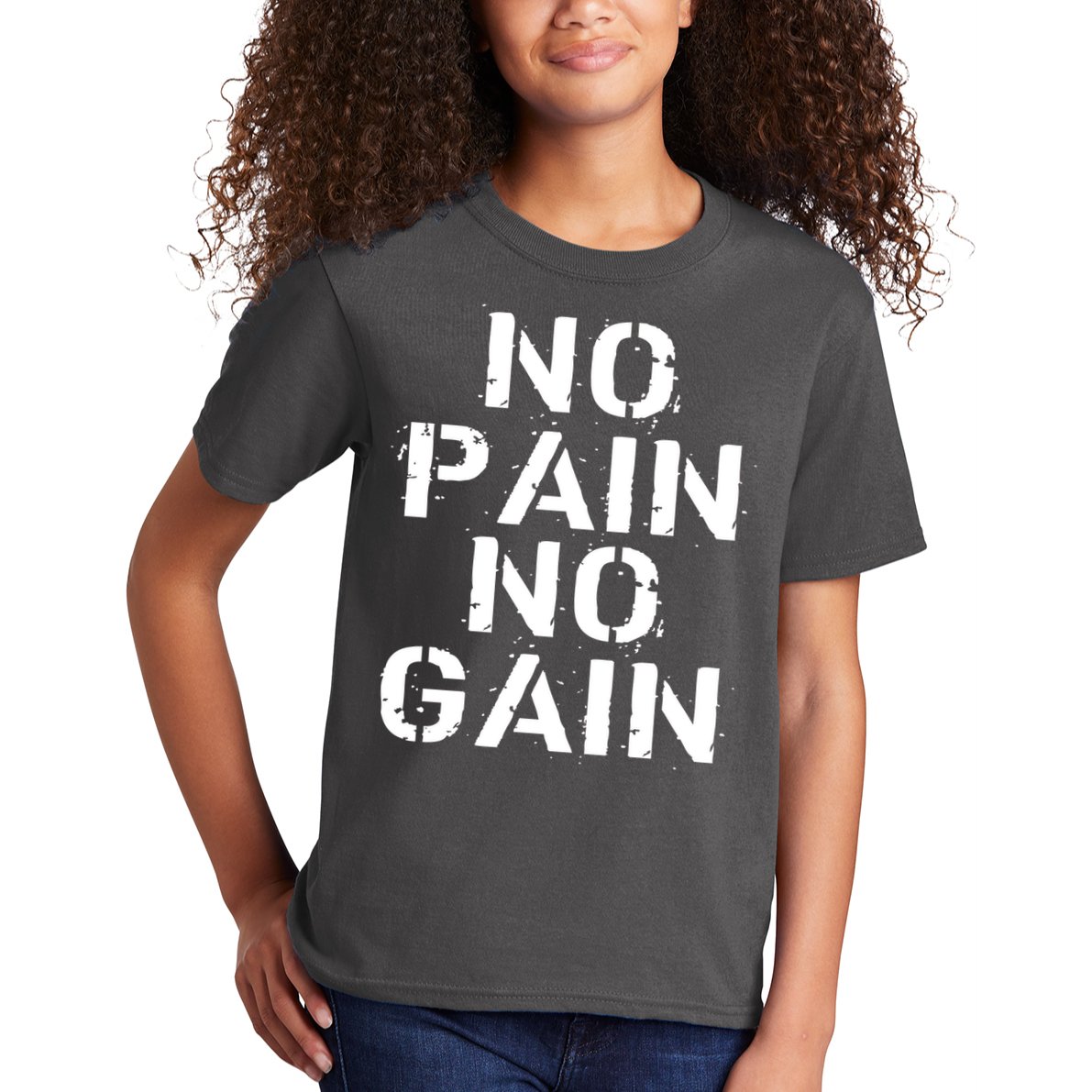 No Pain No Gain Workout Fitness Gym Logo Kids T-Shirt