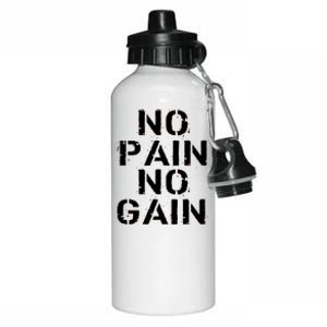 No Pain No Gain Workout Fitness Gym Logo Aluminum Water Bottle 