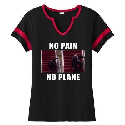 No Pain No Plane Funny Biden Stumbling Meme Ladies Halftime Notch Neck Tee