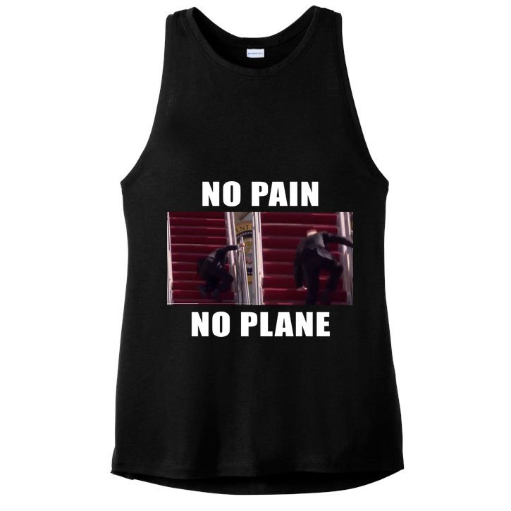 No Pain No Plane Funny Biden Stumbling Meme Ladies PosiCharge Tri-Blend Wicking Tank