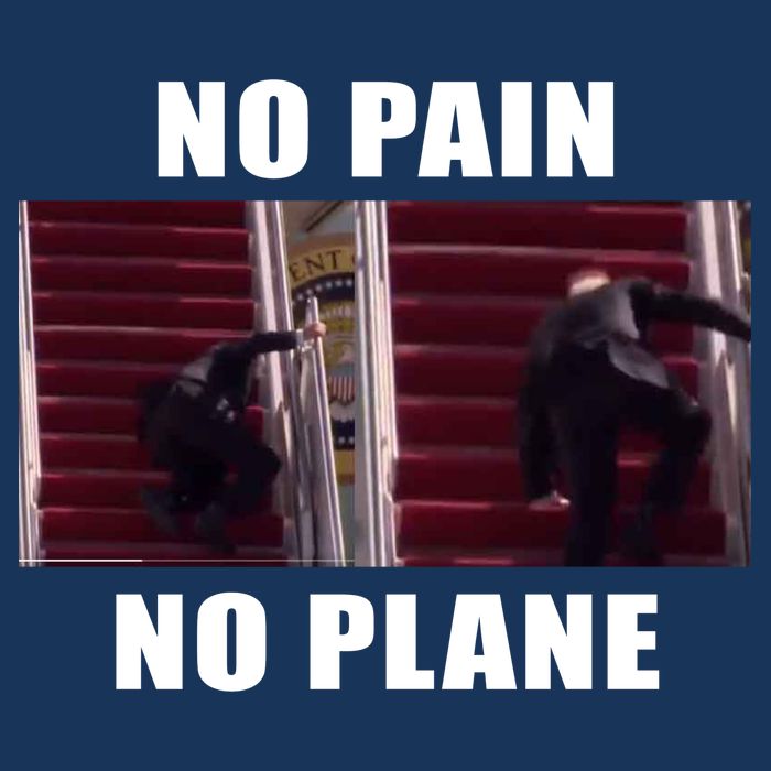 No Pain No Plane Funny Biden Stumbling Meme Cool Comfort Performance Bucket Hat