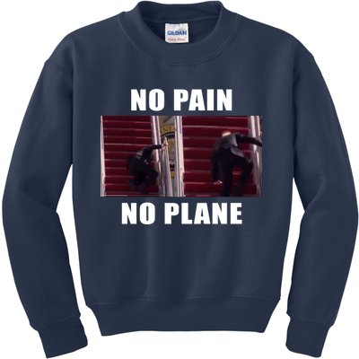 No Pain No Plane Funny Biden Stumbling Meme Kids Sweatshirt