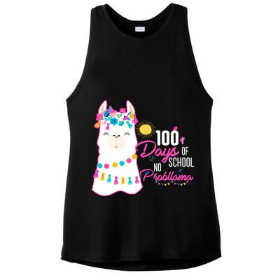 No Probllama 100 Days Of School Ladies PosiCharge Tri-Blend Wicking Tank