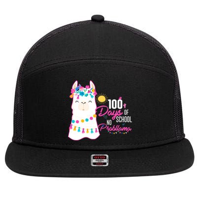 No Probllama 100 Days Of School 7 Panel Mesh Trucker Snapback Hat