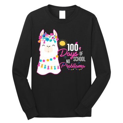 No Probllama 100 Days Of School Long Sleeve Shirt