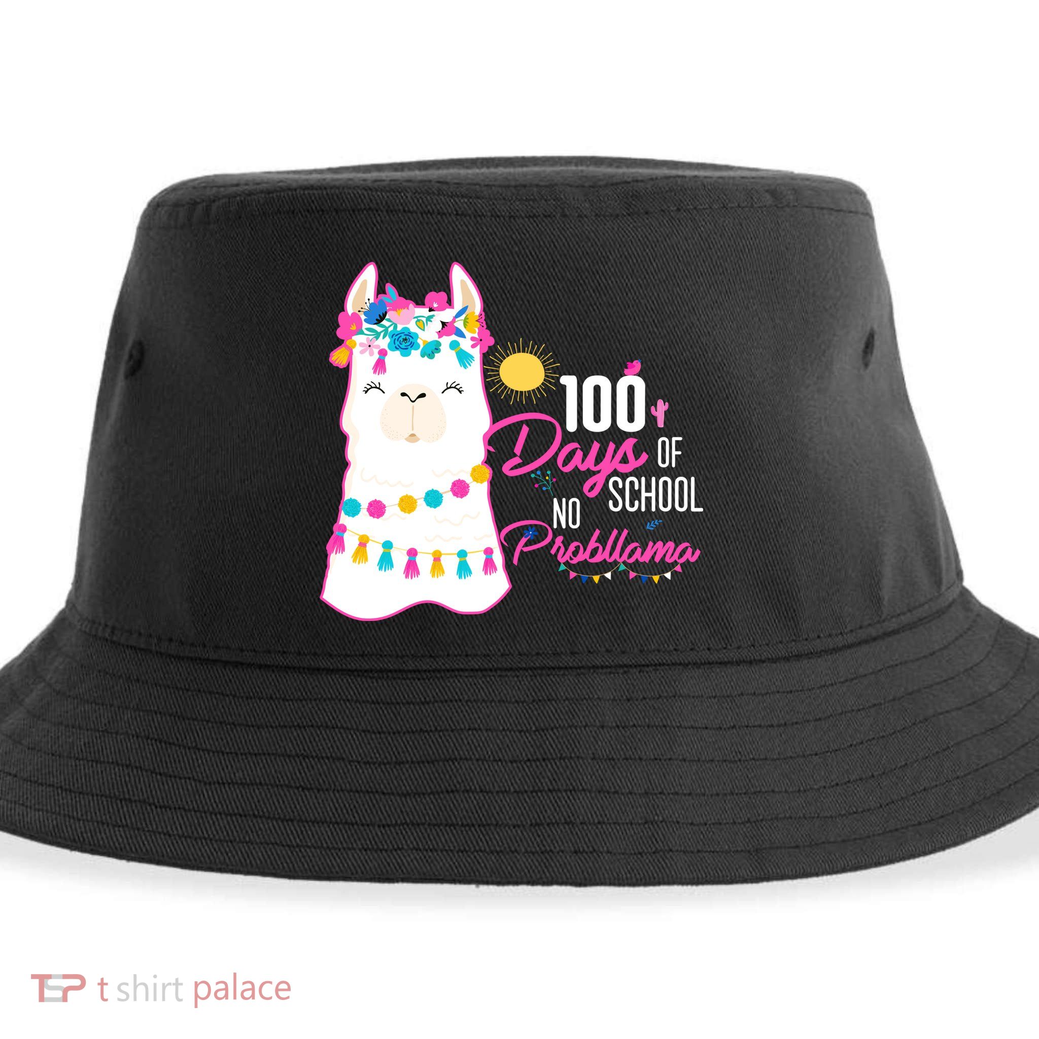 No Probllama 100 Days Of School Sustainable Bucket Hat