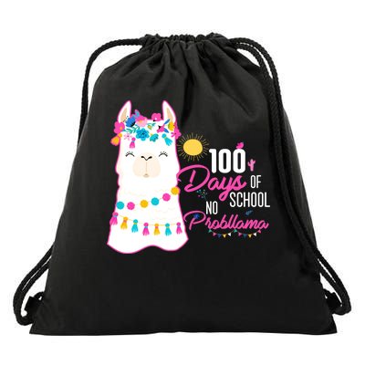 No Probllama 100 Days Of School Drawstring Bag