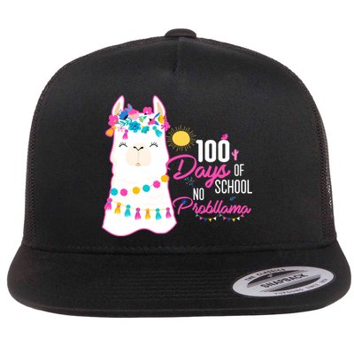 No Probllama 100 Days Of School Flat Bill Trucker Hat