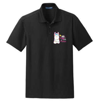 No Probllama 100 Days Of School Dry Zone Grid Polo