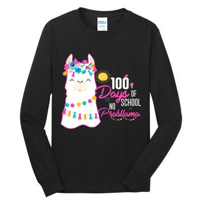 No Probllama 100 Days Of School Tall Long Sleeve T-Shirt