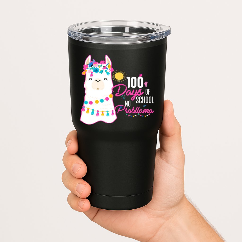 No Probllama 100 Days Of School Tumbler