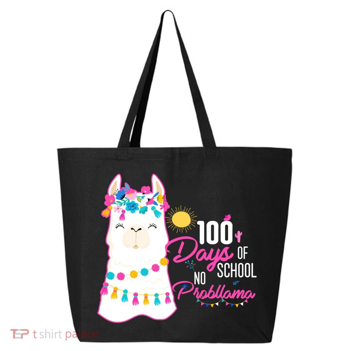 No Probllama 100 Days Of School 25L Jumbo Tote