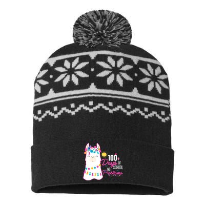 No Probllama 100 Days Of School USA-Made Snowflake Beanie