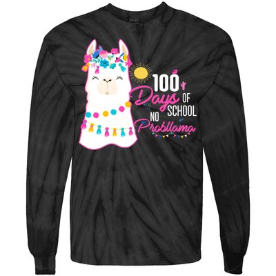 No Probllama 100 Days Of School Tie-Dye Long Sleeve Shirt