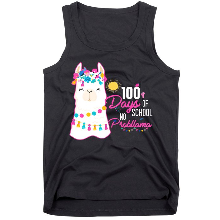 No Probllama 100 Days Of School Tank Top