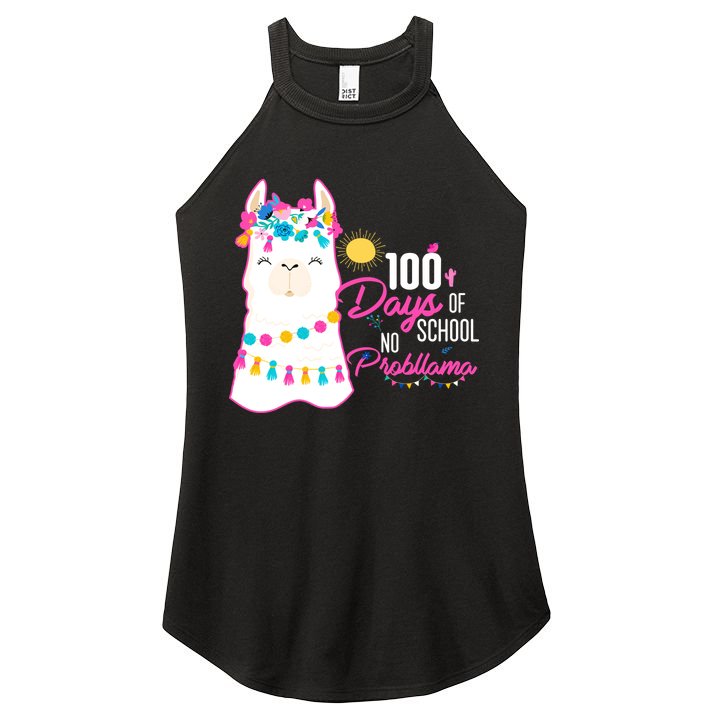 No Probllama 100 Days Of School Women's Perfect Tri Rocker Tank